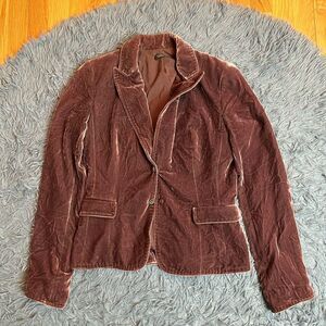 Tahari Brown Soft Velvet Silk Blazer Size S